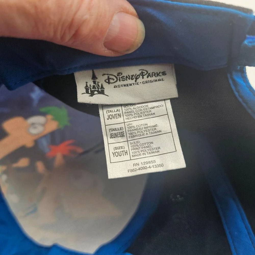 Disney Parks Phineas And Ferb Hat Cap Strap Back Boys One Size Blue Adjustable